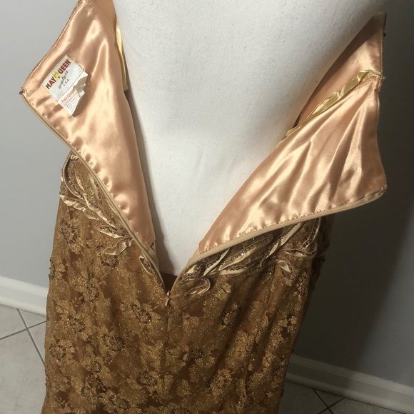 May Queen gold beaded evening gown - Picture 6 of 8